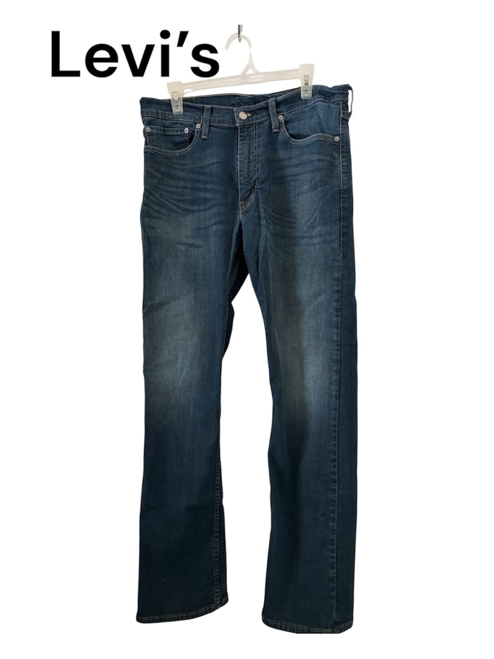 Levi's Men's Straight Fit Jeans in Dark Blue Wash 34x32
